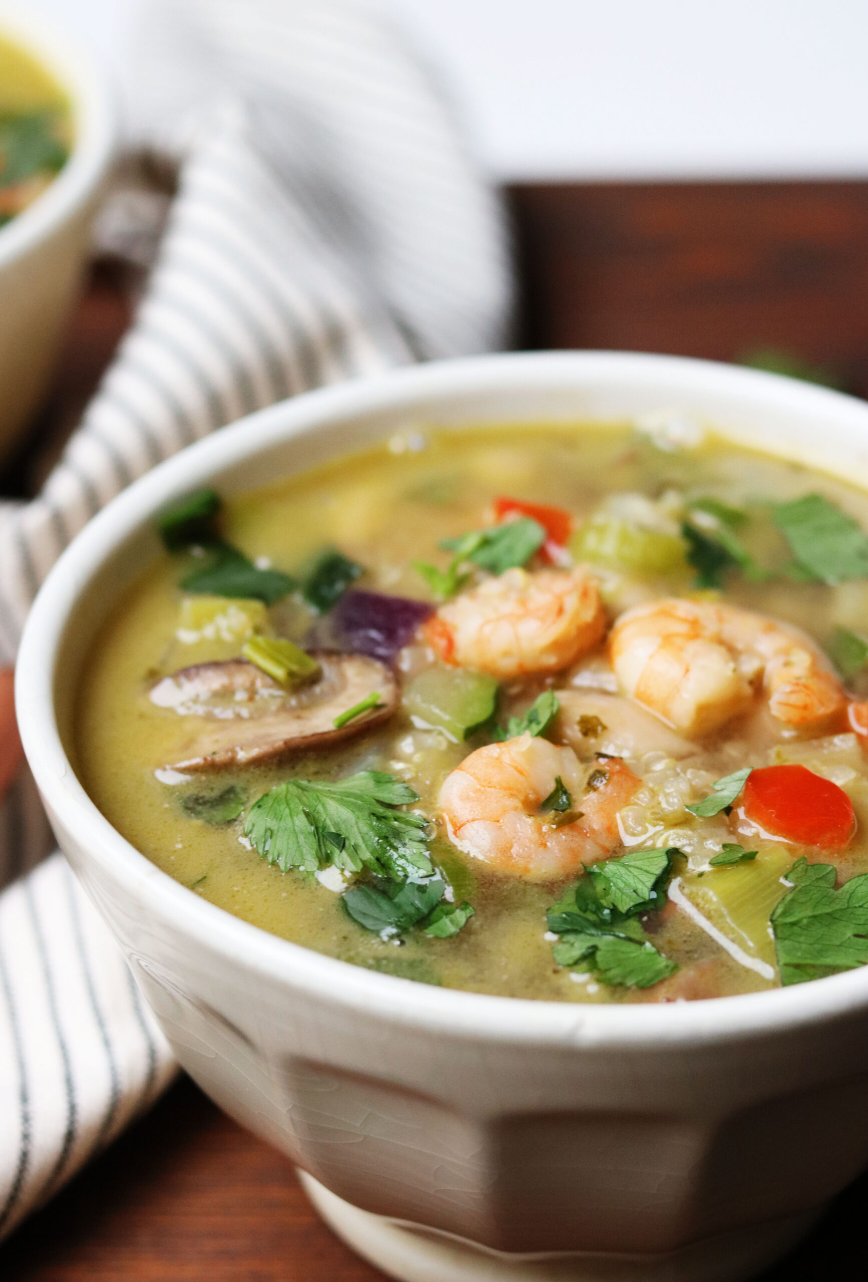Veg bean soup with shrimps